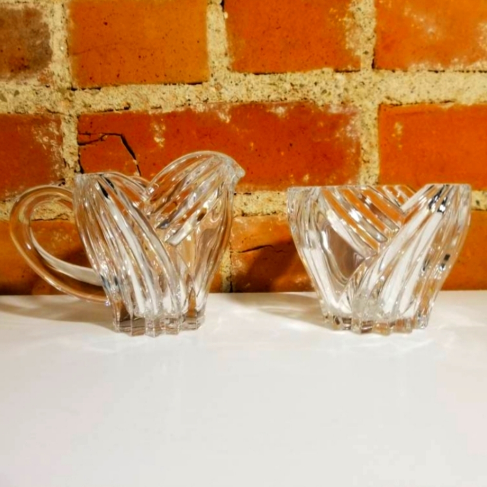 LLENOX CRYSTAL CREAM & SUGAR SET VINTAGE 90'S COFFEE TEA FANCY CLASSY OLD MONEY